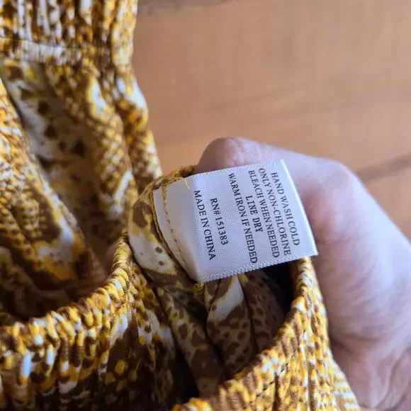 Anthropologie Snakeskin Pant Current Air Yellow Trouser XS Flowy Boho Western - Picture 4 of 5